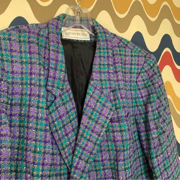 Vintage 80s Evan-Picone Houndstooth Wool Blazer size 14 GUC - Picture 3 of 6